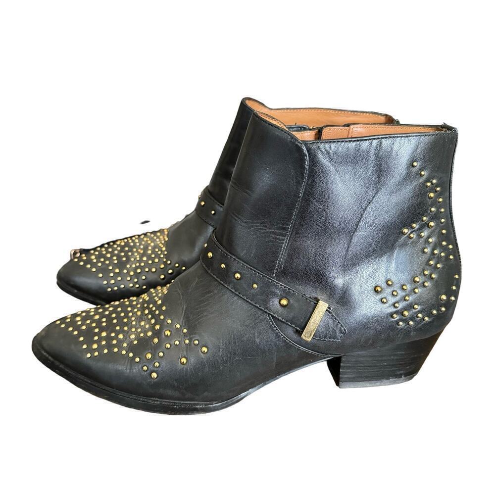 & OTHER STORIES Stud Ankle Boots Leather Black & Gold Size 41